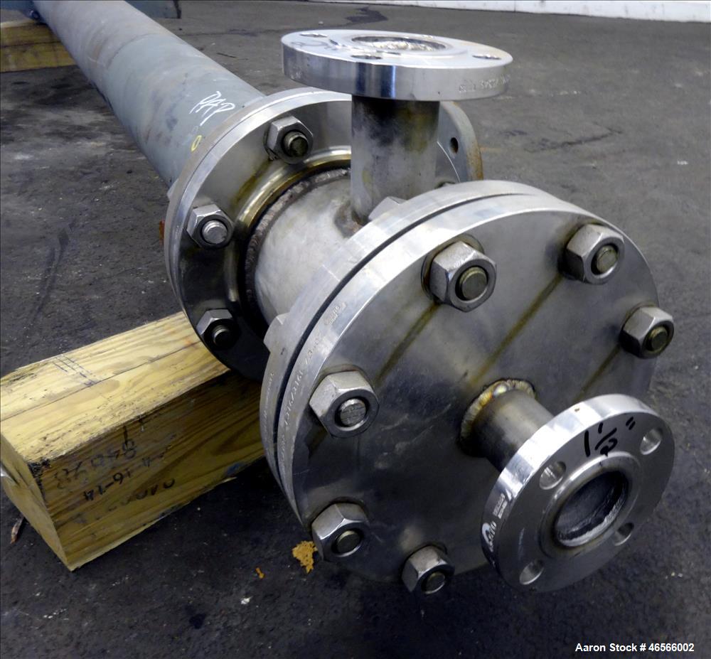 Used Johansing Iron Works Shell & Tube Heat Exchanger, Approximate 37 Square Feet, Vertical. Carbon steel shell rated 150 psi at 170 degrees F. (24) 316L Stainless Steel 3/4" x 7'-10-3/8" long tubes ...