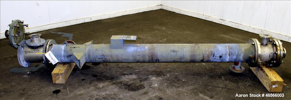 Used Johansing Iron Works Shell & Tube Heat Exchanger, Approximately 78 Square Feet, Vertical. Carbon steel shell rated 150 psi at 170 degrees F. (51) 316L Stainless steel 3/4" diameter x 7'-10-3/8" ...