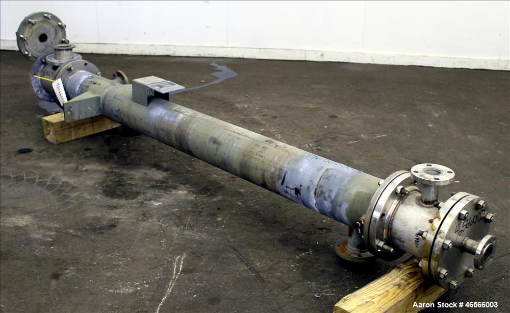 Used Johansing Iron Works Shell & Tube Heat Exchanger, Approximately 78 Square Feet, Vertical. Carbon steel shell rated 150 psi at 170 degrees F. (51) 316L Stainless steel 3/4" diameter x 7'-10-3/8" ...