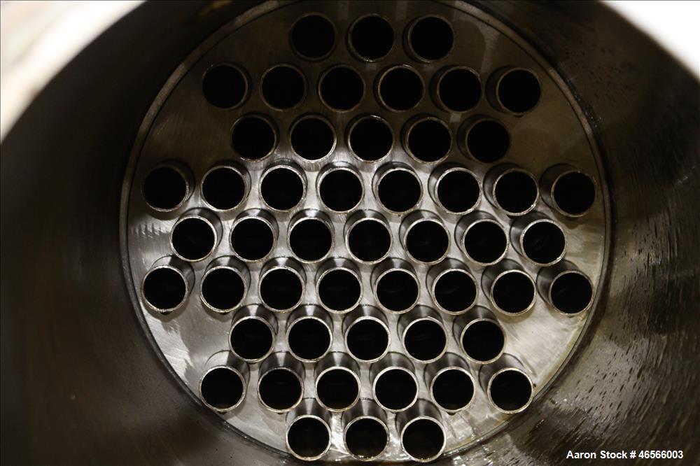 Used Johansing Iron Works Shell & Tube Heat Exchanger, Approximately 78 Square Feet, Vertical. Carbon steel shell rated 150 psi at 170 degrees F. (51) 316L Stainless steel 3/4" diameter x 7'-10-3/8" ...