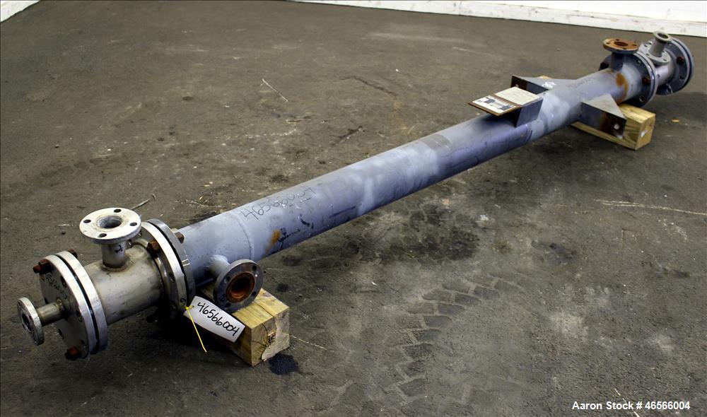 Used Johansing Iron Works Shell & Tube Heat Exchanger, Approximately 37 Square Feet, Vertical. Carbon steel shell rated 150 psi at 170 degrees F. (24) 316L Stainless steel 3/4" diameter x 7'-10-3/8" ...