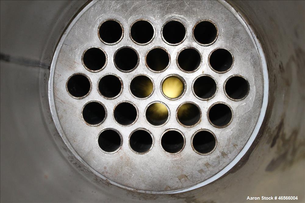 Used Johansing Iron Works Shell & Tube Heat Exchanger, Approximately 37 Square Feet, Vertical. Carbon steel shell rated 150 psi at 170 degrees F. (24) 316L Stainless steel 3/4" diameter x 7'-10-3/8" ...