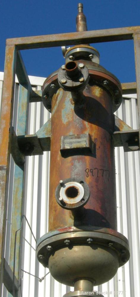 USED: KAM Thermal Equip shell and tube heat exchanger. Vertical, 12" diameter shell x 33" long. 3" openings on heads, 2" on shell. Carbon steel shell, stainless steel tubes and heads. Both sides rate...