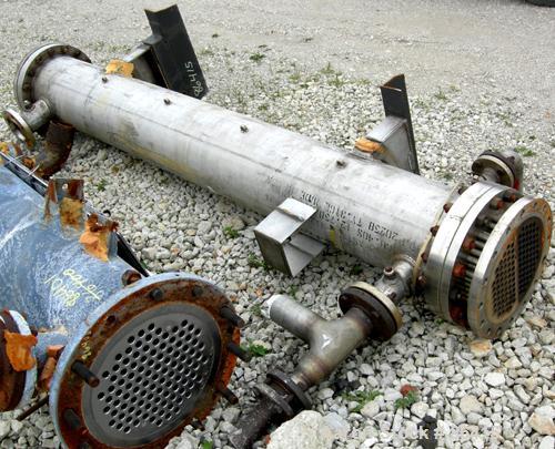USED: Ketema U-tube shell and tube heat exchanger, 80 square feet, size 12-B-84, horizontal. 316L stainless steel shell rated 150 psi at 450 deg F, (56) 3/4" diameter x 7' long 316L stainless steel t...