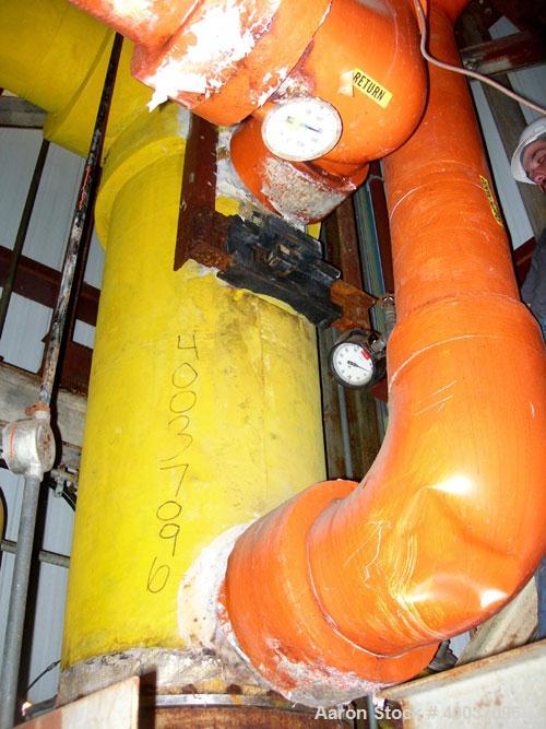 Used Manning And Lewis Shell And Tube Heat Exchanger, 557 square feet, vertical. Carbon steel shell rated 100 psi at 150 deg.f., (474) 3/4" diameter x 6' long 316L stainless steel tubes rated 100 psi...