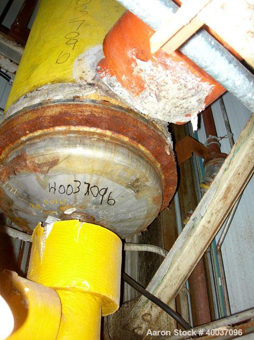 Used Manning And Lewis Shell And Tube Heat Exchanger, 557 square feet, vertical. Carbon steel shell rated 100 psi at 150 deg.f., (474) 3/4" diameter x 6' long 316L stainless steel tubes rated 100 psi...