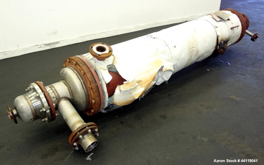 Used Mason Single Pass Shell & Tube Heat Exchanger, 448 Square Feet, Vertical. Carbon steel shell rated 100psi at -20 to 200 degrees F., (305) 5/8" diameter x 8 long 316L stainless steel tubes rated ...