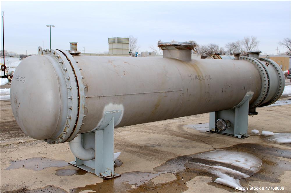 Used Monticello Exchanger & Mfg. 2 Pass Shell and Tube Heat Exchanger, Approximate 2,988 Square Feet, Horizontal. Approximate (953) 3/4" diameter x 16' long 316 stainless steel tubes rated 150 psi at...