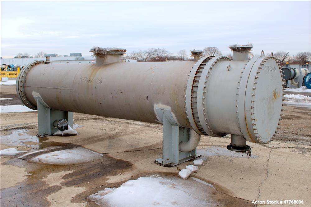 Used Monticello Exchanger & Mfg. 2 Pass Shell and Tube Heat Exchanger, Approximate 2,988 Square Feet, Horizontal. Approximate (953) 3/4" diameter x 16' long 316 stainless steel tubes rated 150 psi at...