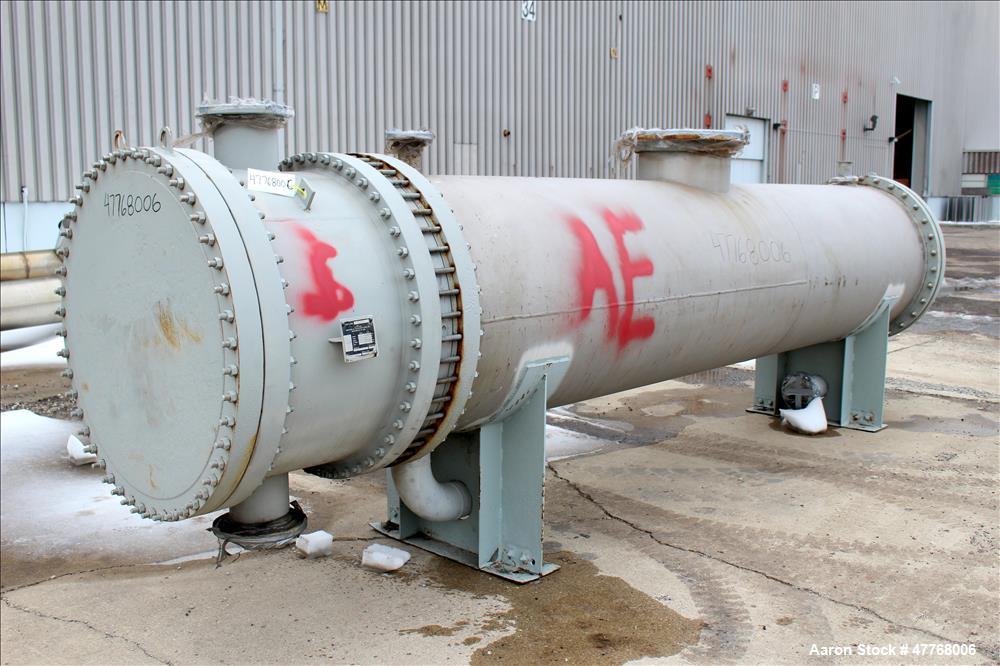 Used Monticello Exchanger & Mfg. 2 Pass Shell and Tube Heat Exchanger, Approximate 2,988 Square Feet, Horizontal. Approximate (953) 3/4" diameter x 16' long 316 stainless steel tubes rated 150 psi at...