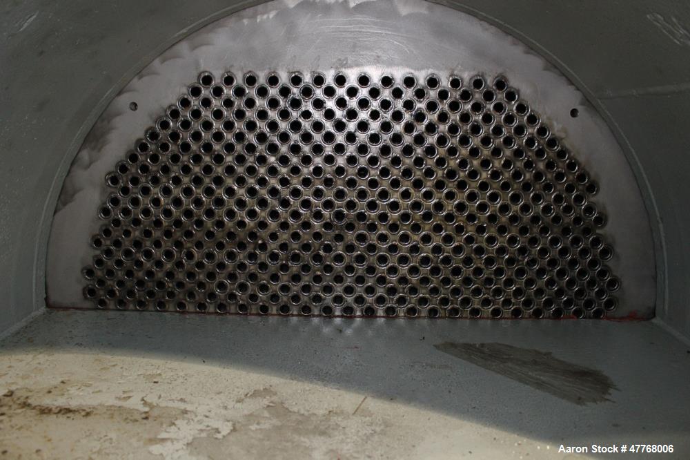 Used Monticello Exchanger & Mfg. 2 Pass Shell and Tube Heat Exchanger, Approximate 2,988 Square Feet, Horizontal. Approximate (953) 3/4" diameter x 16' long 316 stainless steel tubes rated 150 psi at...
