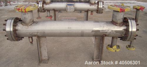Unused- Mueller 4 Pass Shell And Tube Heat Exchanger, 9 Square Feet, Horizontal. STI Tema Type BEM, Tema Size 6-48, Tema Class C. 304 stainless steel shell rated 150 psi at 400 deg.f., and -20 deg.f....