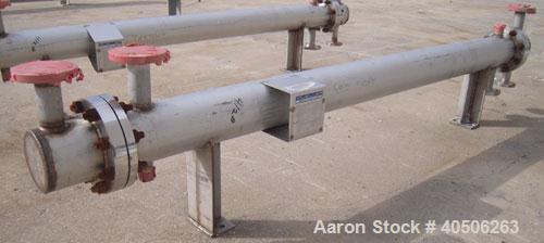 Unused- Mueller Single Pass Shell snd Tube Heat Exchanger, 42 square feet, horizontal. Tema Type BEM, Tema Size 6-96, Tema Class C. 304 stainless steel shell rated 150 psi at 200 deg F and -20 deg F ...