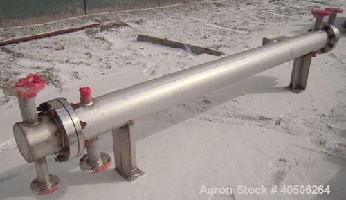 Unused- Mueller Single Pass Shell and Tube Heat Exchanger, 42 square feet, horizontal. Tema Type BEM, Tema Size 6-96, Tema Class C. 304 stainless steel shell rated 150 psi at 200 deg F and -20 deg F ...