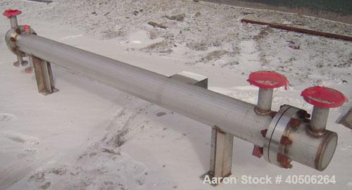 Unused- Mueller Single Pass Shell and Tube Heat Exchanger, 42 square feet, horizontal. Tema Type BEM, Tema Size 6-96, Tema Class C. 304 stainless steel shell rated 150 psi at 200 deg F and -20 deg F ...