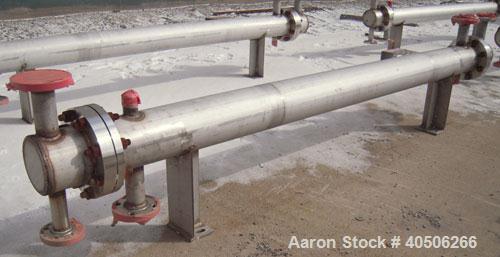 Unused- Mueller Single Pass Shell and Tube Heat Exchanger, 42 square feet, horizontal. Tema Type BEM, Tema Size 6-96, Tema Class C. 304 stainless steel shell rated 150 psi at 200 deg F and -20 deg F ...