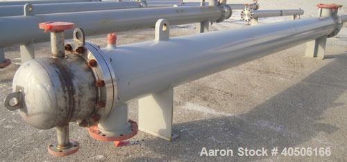 Unused- Mueller Shell and Tube Heat Exchanger, 341 square feet, horizontal. Carbon steel shell rated 150 psi at 200 deg F and -20 deg F at 150 psi. (109) 3/4" diameter x 16' long 304 stainless steel ...