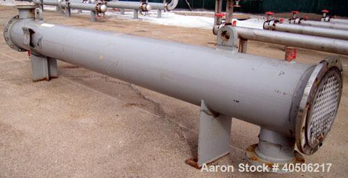 Used Mueller Shell and Tube Heat Exchanger, 235 square feet, horizontal. Carbon steel shell rated 150 psi at 200 deg   F and -20 deg F at 150 psi. (109) 3/4" diameter x 11' long 304 stainless steel t...
