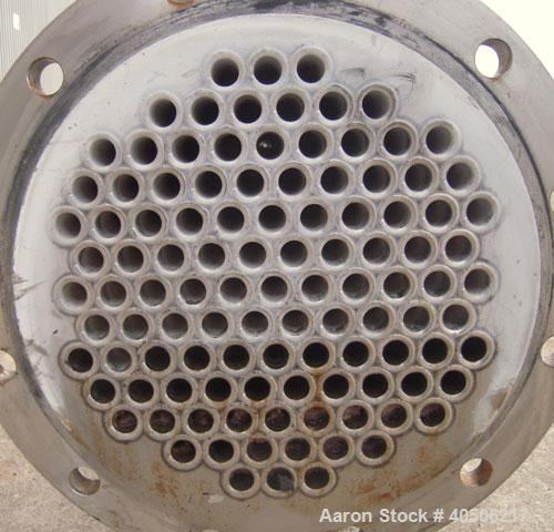 Used Mueller Shell and Tube Heat Exchanger, 235 square feet, horizontal. Carbon steel shell rated 150 psi at 200 deg   F and -20 deg F at 150 psi. (109) 3/4" diameter x 11' long 304 stainless steel t...