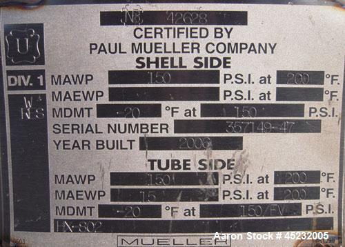 Unused- Horizontal Mueller Shell and Tube Heat Exchanger