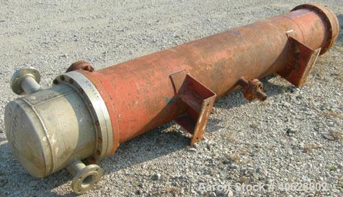 Used Ludell Manufacturing 6 pass shell and tube heat exchanger, model 18-108-6. Approximately 264 square feet, horizontal. Carbon steel shell rated 200 psi at 400 deg F, (150) 3/4'' diameter x 9' lon...