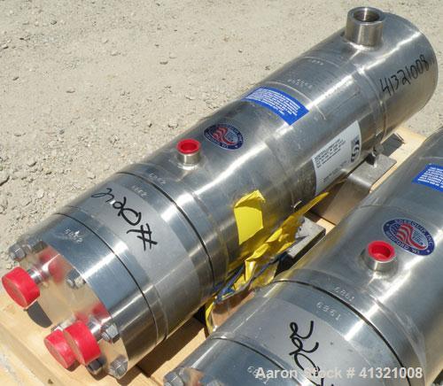 Unused- Enerquip "U" Tube Heat Exchanger, Approximately 10 Square Feet, Stainless Steel, Horizontal, Model 6NPSX18BEUB. 304L stainless steel shell rated 150 psi at 375 deg F and –20 deg F at 150 psi....