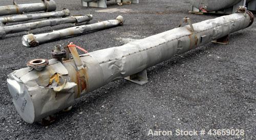 Used Enerquip Shell & Tube Heat Exchanger, Approximately 423 Square Feet, Stainless Steel, Horizontal. Type BEM-14-216. 304L Stainless steel shell rated 75 psi & Full Vacuum at 150 degrees F. (120) 3...