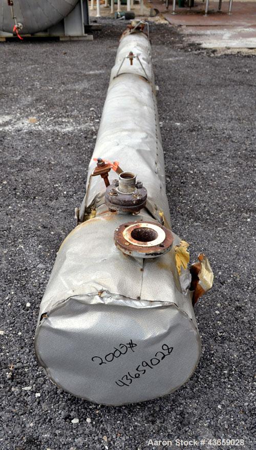 Used Enerquip Shell & Tube Heat Exchanger, Approximately 423 Square Feet, Stainless Steel, Horizontal. Type BEM-14-216. 304L Stainless steel shell rated 75 psi & Full Vacuum at 150 degrees F. (120) 3...
