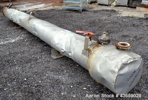 Used Enerquip Shell & Tube Heat Exchanger, Approximately 423 Square Feet, Stainless Steel, Horizontal. Type BEM-14-216. 304L Stainless steel shell rated 75 psi & Full Vacuum at 150 degrees F. (120) 3...