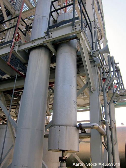 Used Enerquip Shell & Tube Heat Exchanger, Approximately 307.7 Square Feet, Vertical. Type BEM-16-120. Carbon steel shell rated 150 psi & Full Vacuum at 365 degrees F. (157) 3/4" Diameter x 120" long...