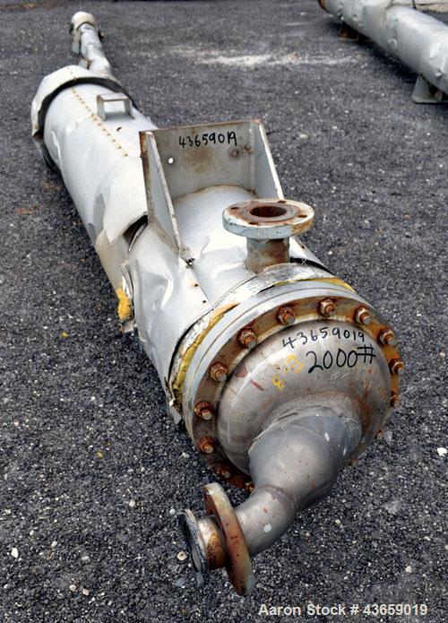 Used Enerquip Shell & Tube Heat Exchanger, Approximately 307.7 Square Feet, Vertical. Type BEM-16-120. Carbon steel shell rated 150 psi & Full Vacuum at 365 degrees F. (157) 3/4" Diameter x 120" long...
