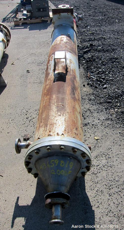 Used Enerquip Shell & Tube Heat Exchanger, Approximately 307.7 Square Feet, Vertical. Type BEM-16-120. Carbon steel shell rated 150 psi & Full Vacuum at 365 degrees F. (157) 3/4" Diameter x 120" long...