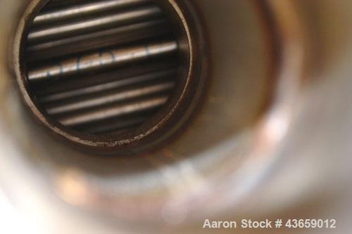 Used Enerquip Shell & Tube Heat Exchanger, Approximately 39.9 Square Feet, Stainless Steel, Horizontal. Type BEM-3-120. 304L Stainless steel shell rated 150 psi & Full Vacuum at 300 degrees F. (61) 1...