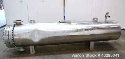 Used Yula U Tube Shell & Tube Heat Exchanger, 672 Square Feet, Model WCV-8J-108AA2S. 316L Stainless steel tubes, tube sheet and bonnet. (321) U tubes rated 150 psi at 350 degrees F., 304 stainless st...