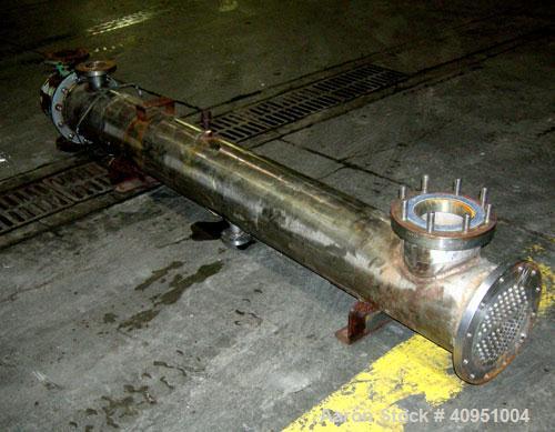 Used Multi Pass Shell and Tube Heat Exchanger, 119 square feet, horizontal. 316 stainless steel shell, no rating. (76) 3/4" diameter x 8' long 316 stainless steel tubes, no rating. (1) Carbon steel h...