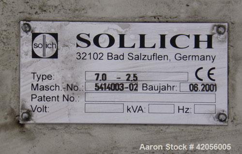 Used Sollich Shell and Tube Heat Exchanger, 61 square feet, carbon steel, horizontal. Carbon steel shell rated 6 bar (87 psi) at 100 degrees C (212 degrees F). (38) 3/4" diameter x 99" long tubes rat...