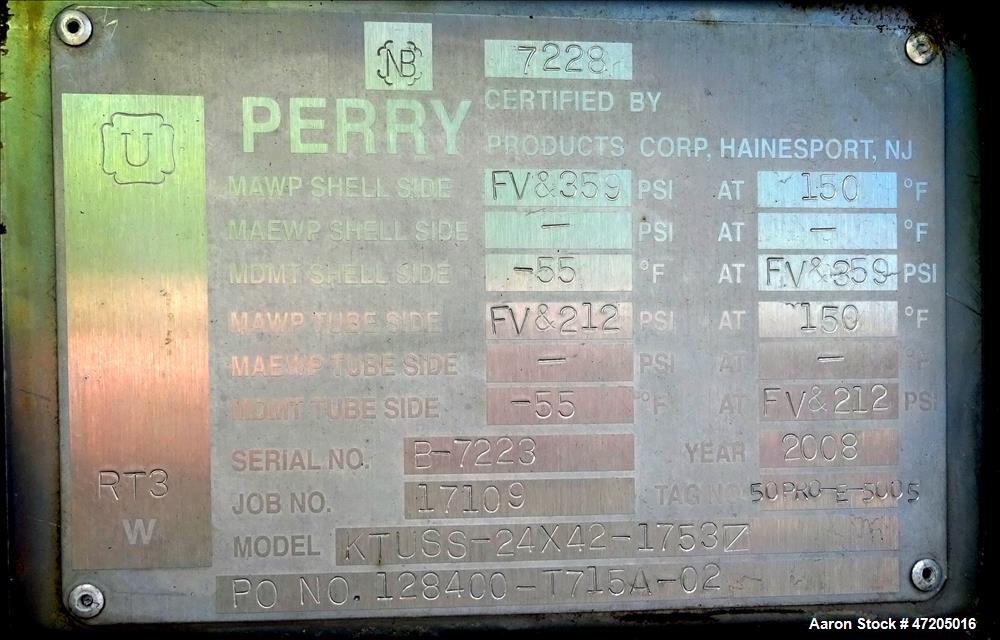 Unused- Perry Products "U" Tube Heat Exchanger, 1753 Square Foot, Model KTUSS-24
