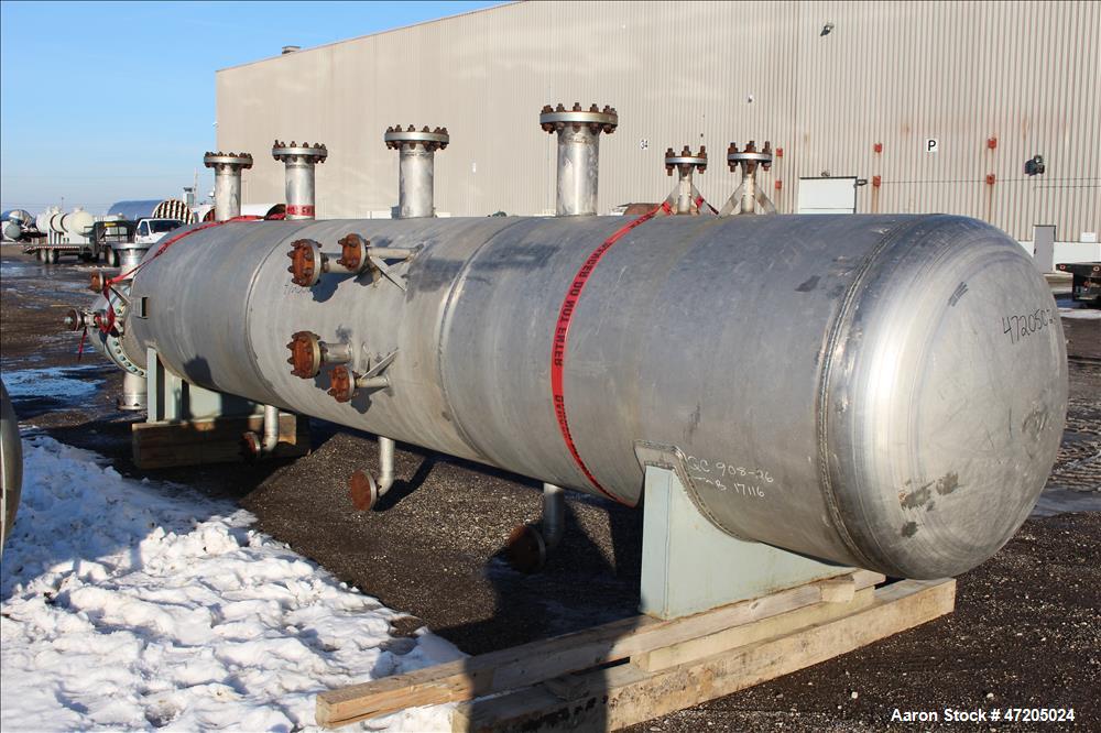 Unused- Perry Products "U" Tube Heat Exchanger, 1753 Square Foot, Model KTUSS-24X42, Horizontal. 304L Stainless steel shell rated Full Vacuum & 359 psi at -55 to 150 degrees F. (215) 3/4" Diameter x ...