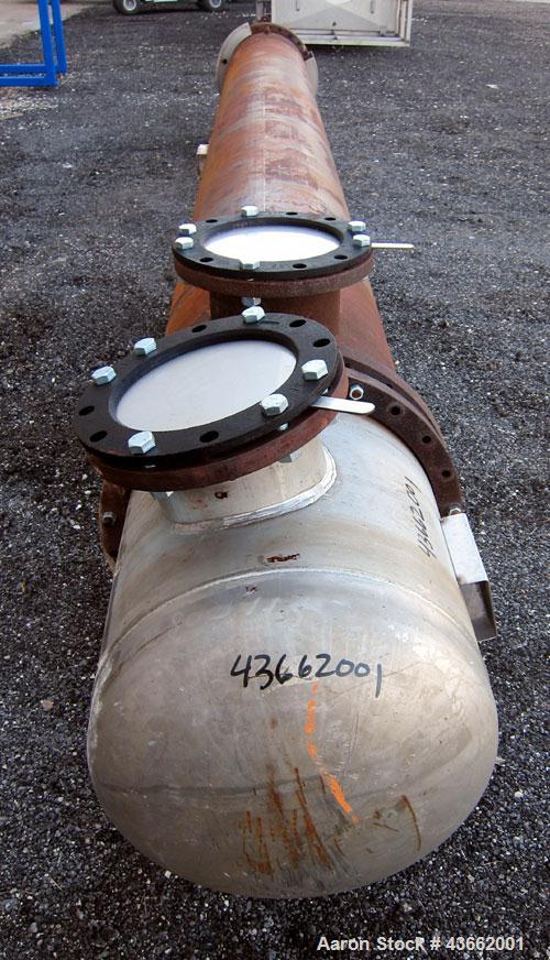 Used Perry Products Multiple Pass Shell & Tube Heat Exchanger, 1905 Square Feet, Horizontal. Carbon steel shell rated 150 psi at 20 to 370 degrees F. (486) 3/4" diameter x 20' long 316L stainless ste...