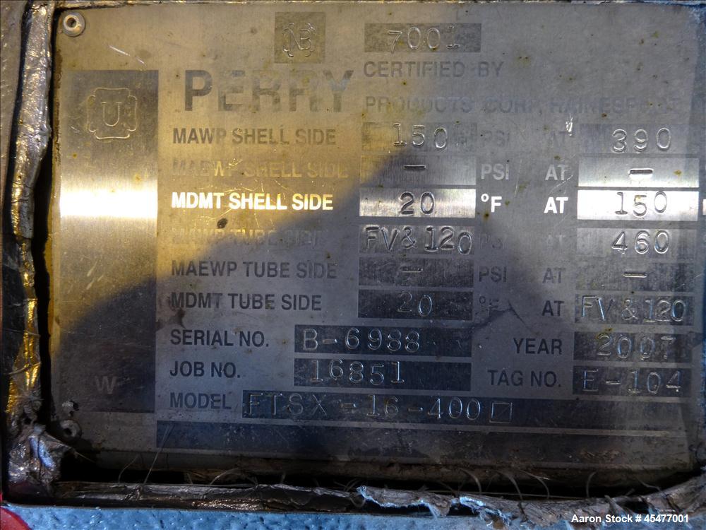 Used Perry Products Single Pass Shell and Tube Heat Exchanger, Model FTSX-16-40