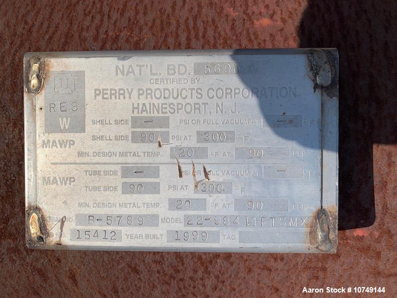 Used – Perry Products Shell & Tube Heat Exchanger – 984 sq. ft., Carbon Steel Shell & 316L SS Tubes