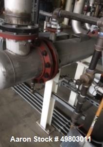 Used Perry Products Shell & Tube Heat Exchanger, 64 Square Feet, Horizontal. 304 Stainless steel shell rated 200 psi at 10 to 400 degrees F., (85) 3/4” diameter x 48” long 316L stainless steel tubes ...