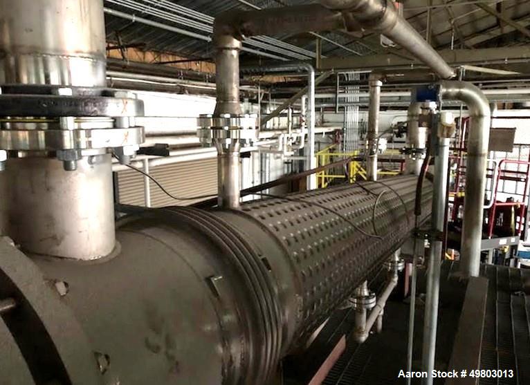 Used Perry Products Shell & Tube Heat Exchanger, 623 Square Feet, Horizontal. 316L Stainless steel shell with a 304 stainless steel dimple jacket rated Full Vacuum & 100 psi at -80 to 300 degrees F. ...