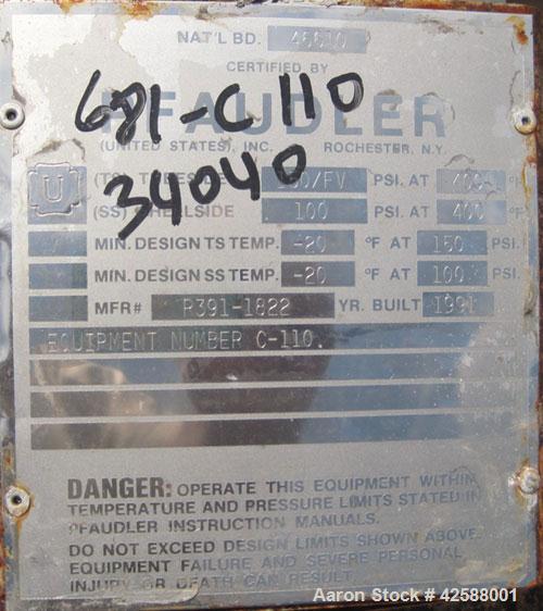 Used Pfaudler Single Pass Shell & Tube Heat Exchanger, 15.2 square feet, vertical. Carbon steel shell rated 100 psi at -20 to 400 deg F. (26) 3/4" Diameter x 3’ long 316L stainless steel tubes rated ...
