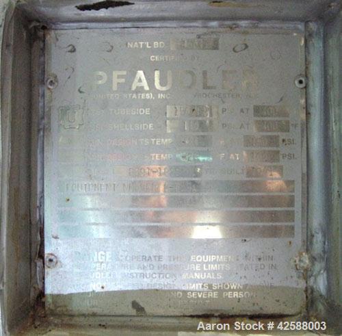 Used Pfaudler Single Pass Shell & Tube Heat Exchanger, 29.9 square feet, vertical. Carbon steel shell rated 100 psi at -20 to 400 deg F. (51) 3/4" Diameter x 3’ long 316L stainless steel tubes rated ...
