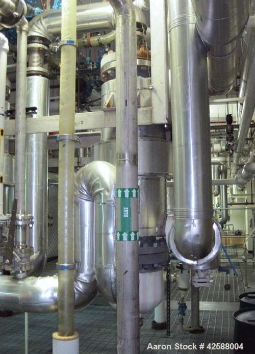 Used Pfaudler Single Pass Shell & Tube Heat Exchanger, 29.9 square feet, vertical. Carbon steel shell rated 100 psi at -20 to 400 deg F. (51) 3/4" Diameter x 3’ long 316L stainless steel tubes rated ...