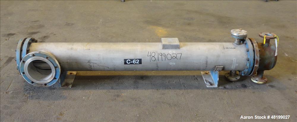 Used Pfaudler 4 Pass Shell & Tube Heat Exchanger, 99 Square Feet, Horizontal.