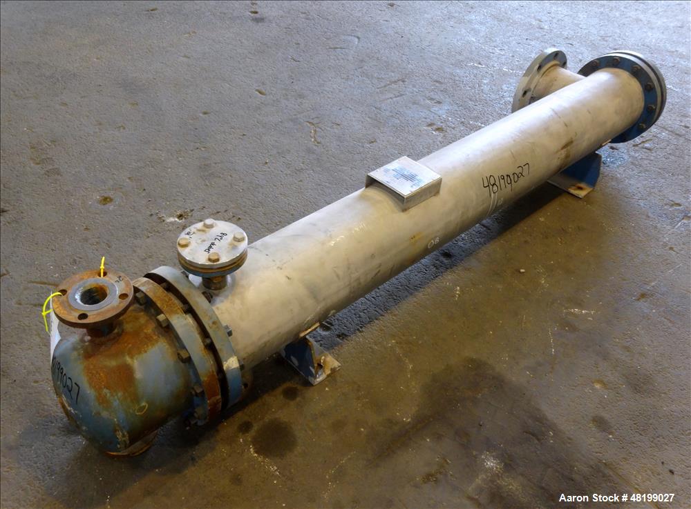 Used Pfaudler 4 Pass Shell & Tube Heat Exchanger, 99 Square Feet, Horizontal.
