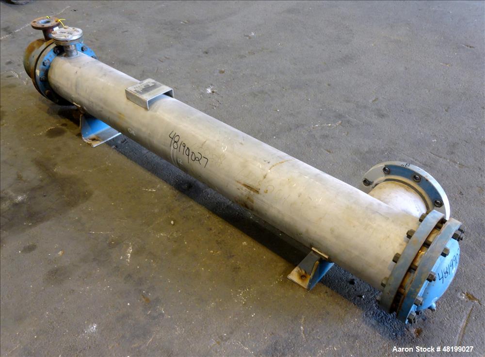 Used Pfaudler 4 Pass Shell & Tube Heat Exchanger, 99 Square Feet, Horizontal.
