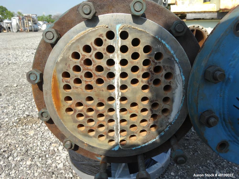 Used Pfaudler 4 Pass Shell & Tube Heat Exchanger, 99 Square Feet, Horizontal.